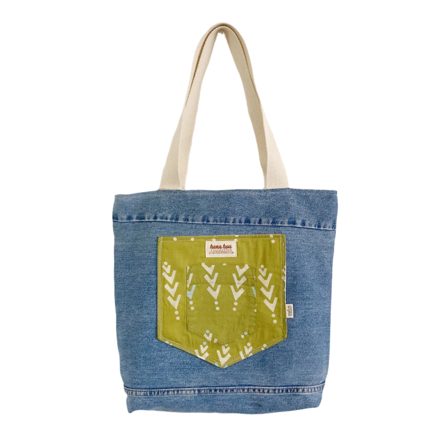 HANA HOU // Denim Pocket Tote 004 // Made in Hawai'i with upcycled fabrics