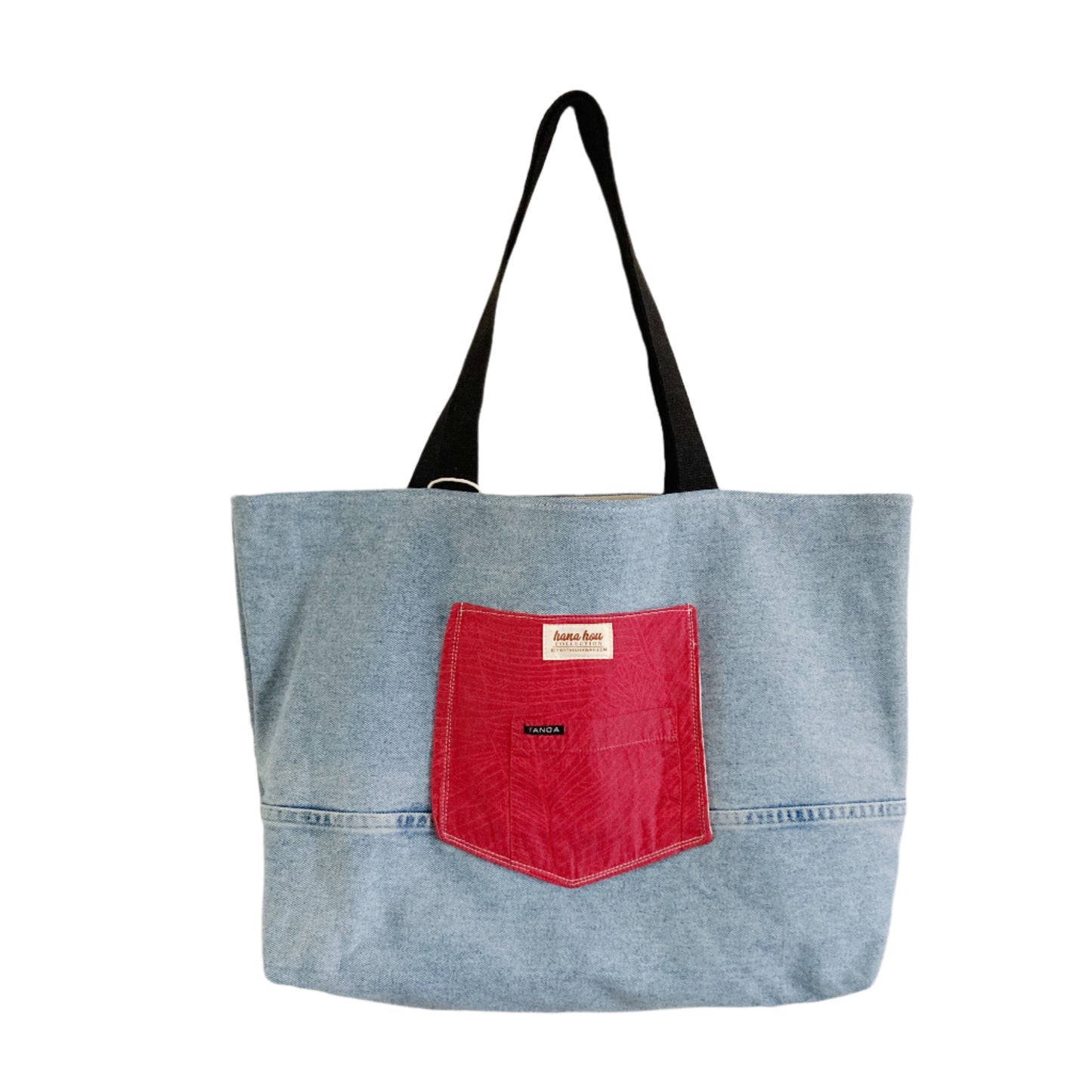 HANA HOU // Denim Pocket Tote 002 // Made in Hawai'i with upcycled fabrics