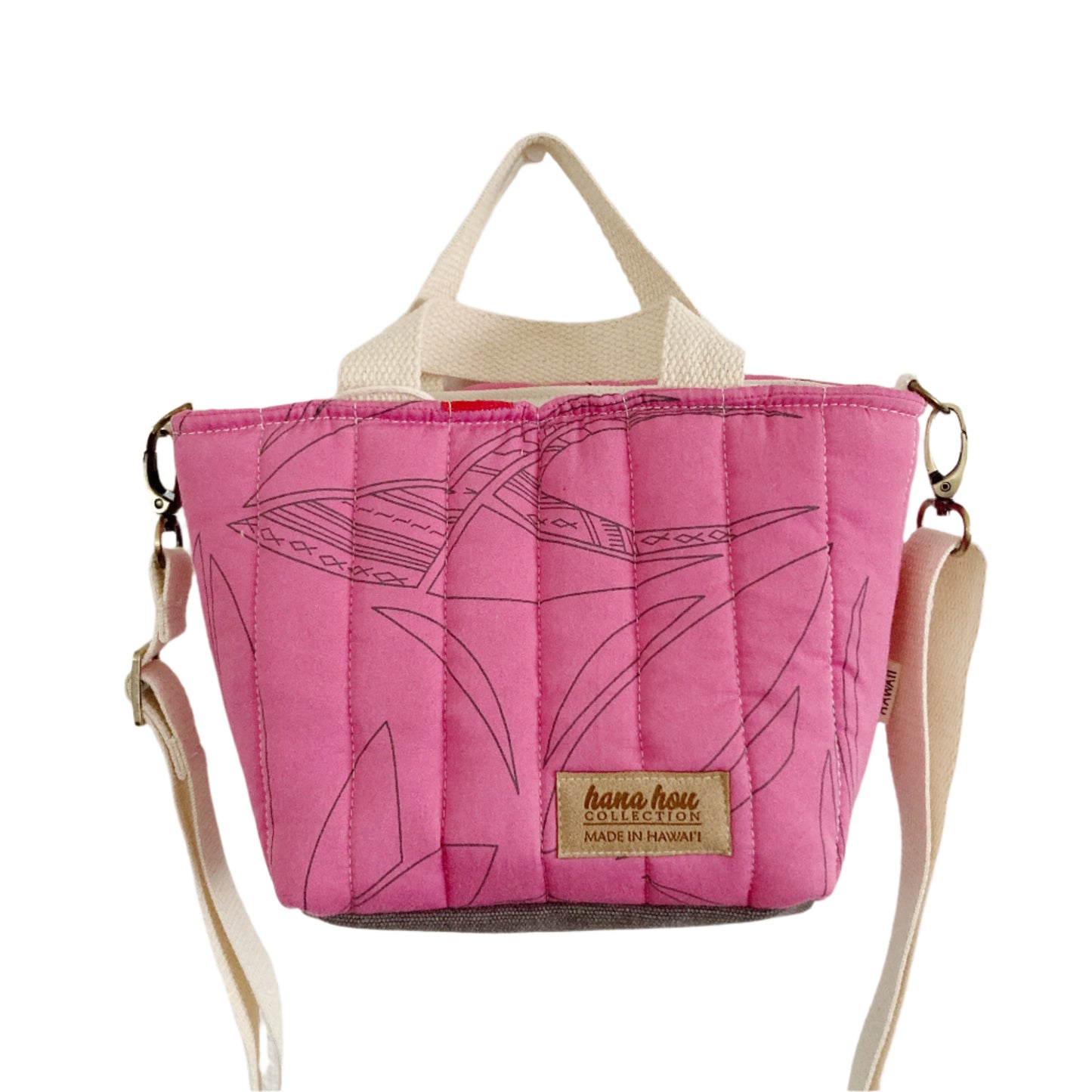 HANA HOU // PUFFY MINI CROSSBODY TOTE 007// Made in Hawai'i with pre-loved aloha shirt