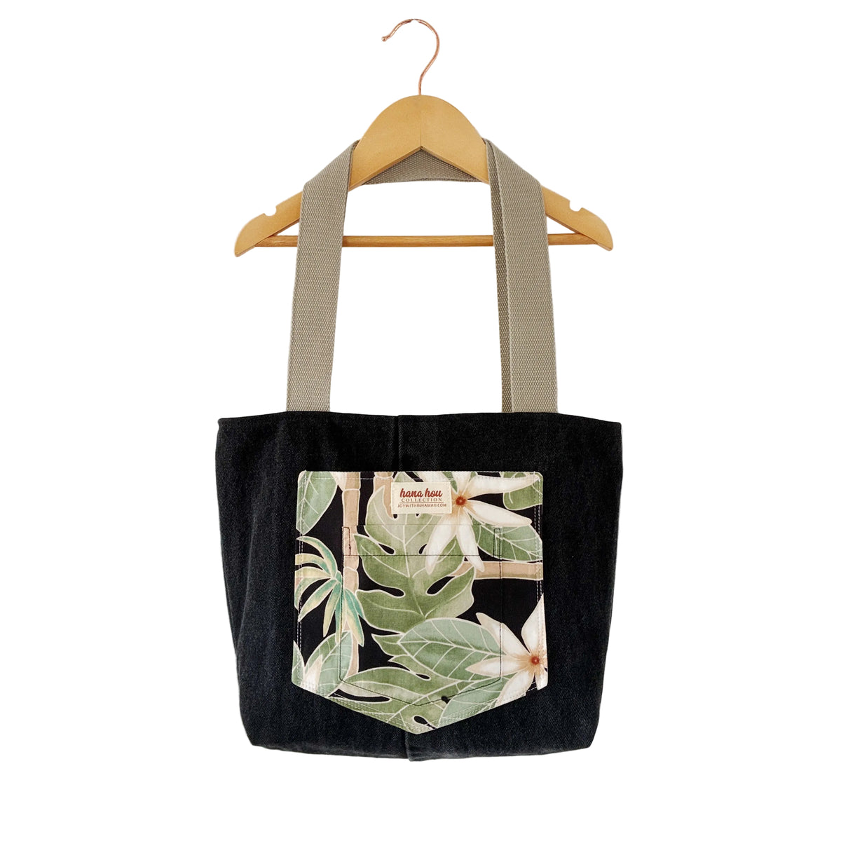 HANA HOU // Denim Pocket Tote 005 // Made in Hawai'i with upcycled fabrics