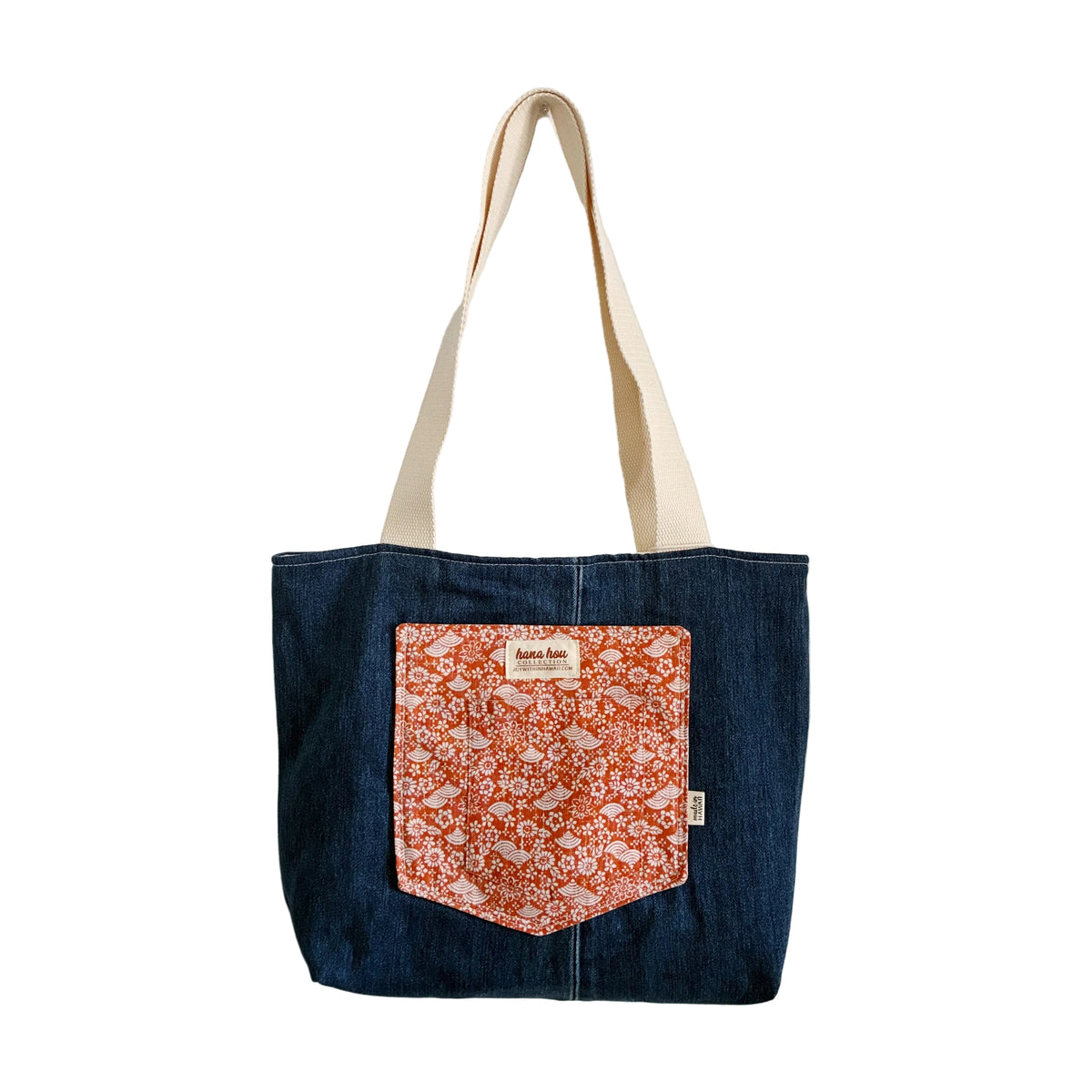 HANA HOU // Denim Pocket Tote 002 // Made in Hawai'i with upcycled fabrics