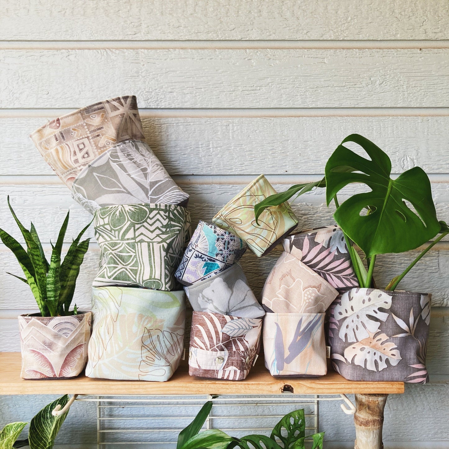 HANA HOU // 6" Plant Bag 004 // Made in Hawaii with upcycled fabric
