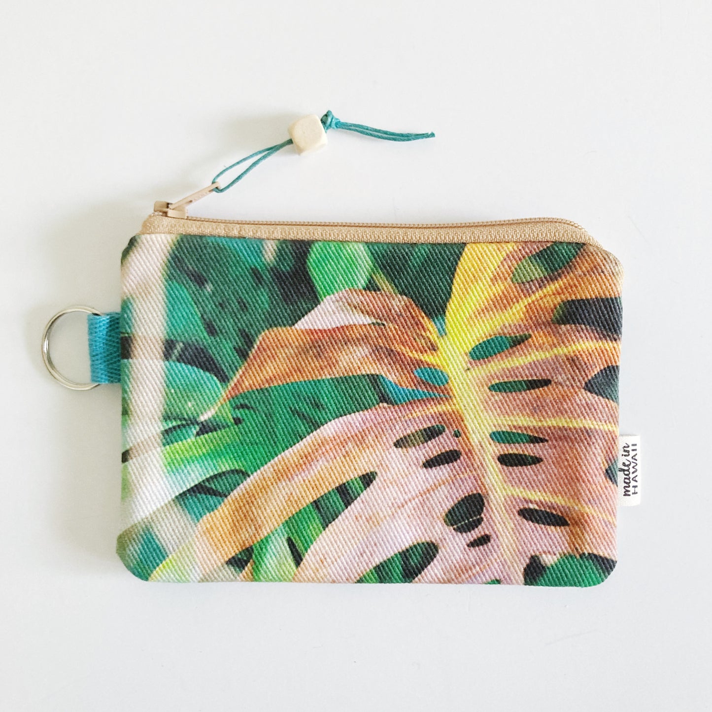 Mahea Pouch // BROWN MONSTERA 2 // Made in Hawaii with Aloha