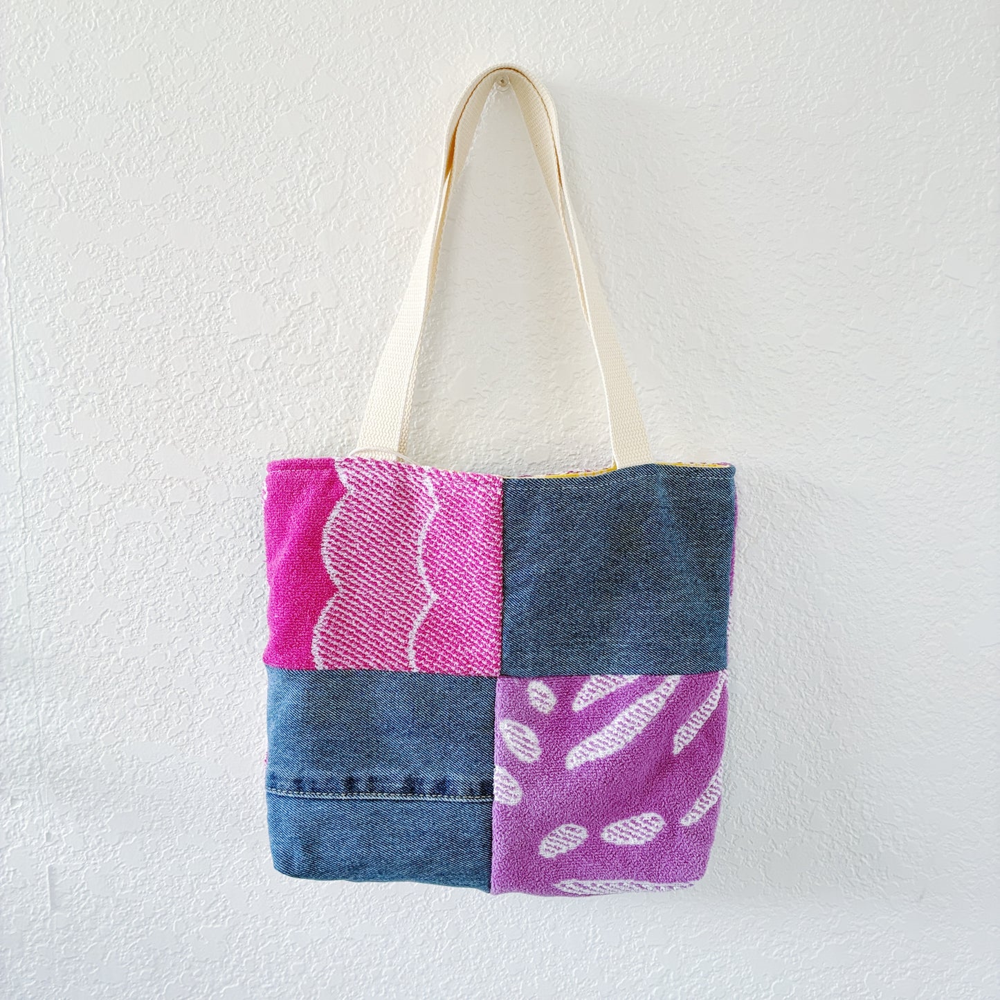 HANA HOU // REVERSIBLE! Mini Patchy Tote 004 // Made with upcycled fabrics