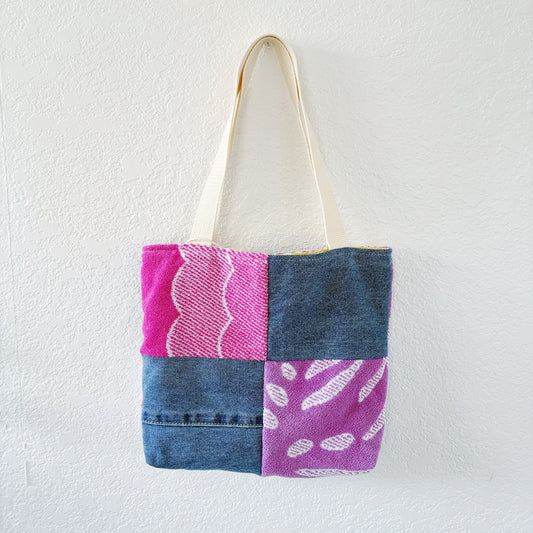 HANA HOU // REVERSIBLE! Mini Patchy Tote 004 // Made with upcycled fabrics