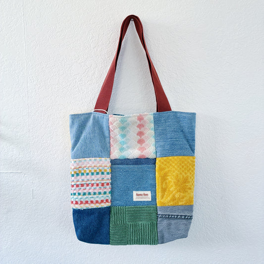 HANA HOU // REVERSIBLE! Patchy Tote 003 // Made with upcycled fabrics