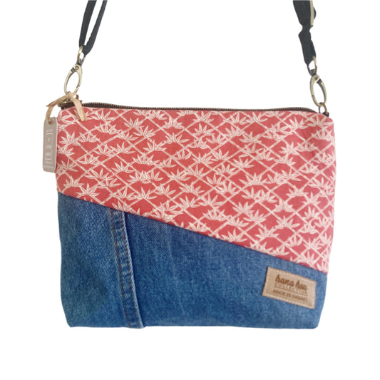 HANA HOU // Diagonal Crossbody 006 // Made in Hawai'i with upcyled jeans and aloha shirt