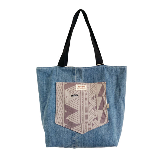 HANA HOU // Denim Pocket Tote 009 // Made in Hawai'i with upcycled fabrics