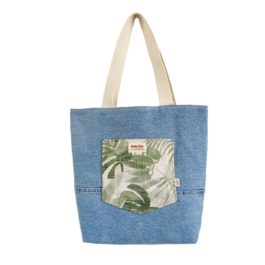 HANA HOU // Denim Pocket Tote 007 // Made in Hawai'i with upcycled fabrics