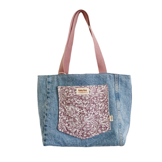 HANA HOU // Denim Pocket Tote 005 // Made in Hawai'i with upcycled fabrics