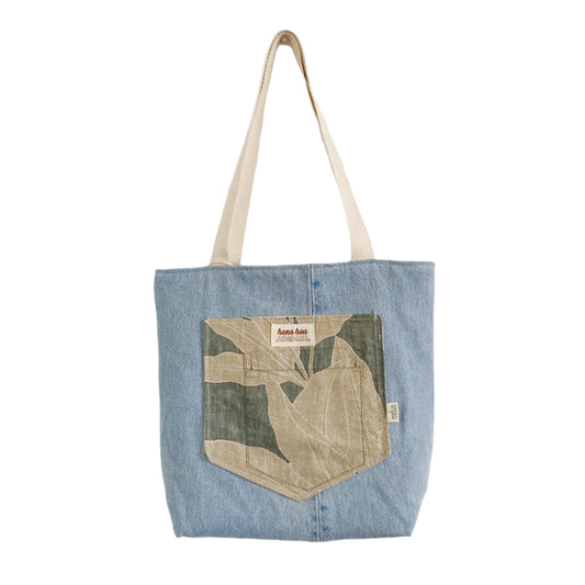 HANA HOU // Denim Pocket Tote 003 // Made in Hawai'i with upcycled fabrics