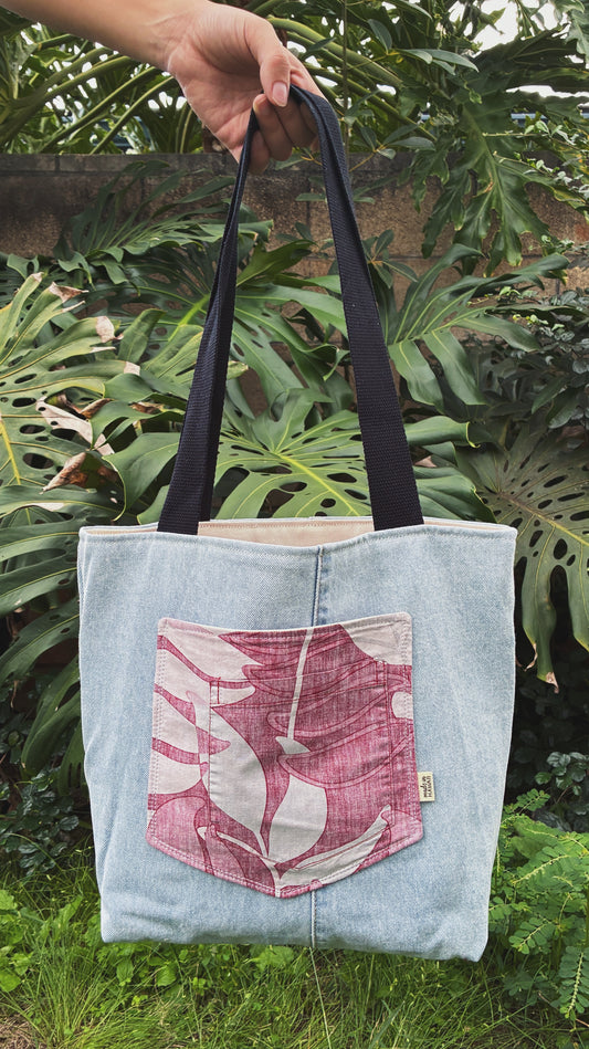 HANA HOU // Denim Pocket Tote 006 // Made in Hawai'i with upcycled fabrics