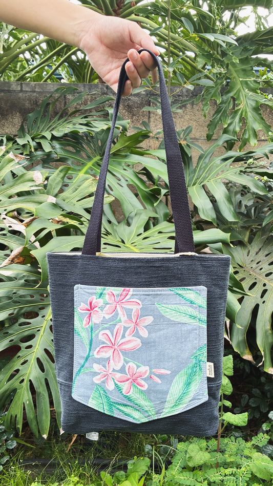 HANA HOU // Denim Pocket Tote 008 // Made in Hawai'i with upcycled fabrics