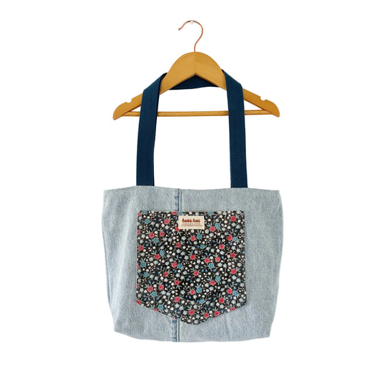 HANA HOU // Denim Pocket Tote 001 // Made in Hawai'i with pre-loved aloha shirt