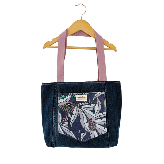 HANA HOU // Denim Pocket Tote 008 // Made in Hawai'i with pre-loved aloha shirt