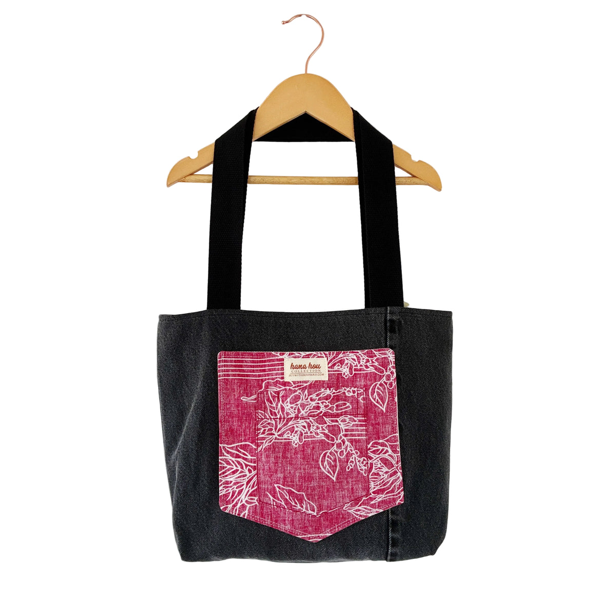HANA HOU // Denim Pocket Tote 009 // Made in Hawai'i with pre-loved aloha shirt