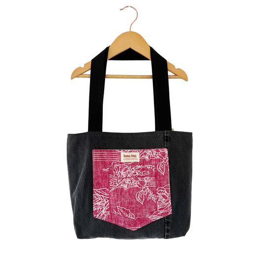 HANA HOU // Denim Pocket Tote 009 // Made in Hawai'i with pre-loved aloha shirt