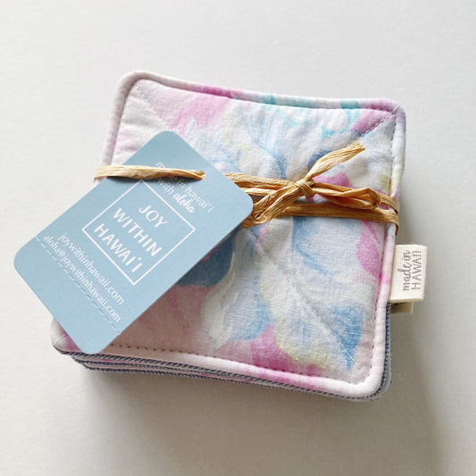 Hana Hou // Coaster Set 005 // MADE IN HAWAII with upcycled fabric