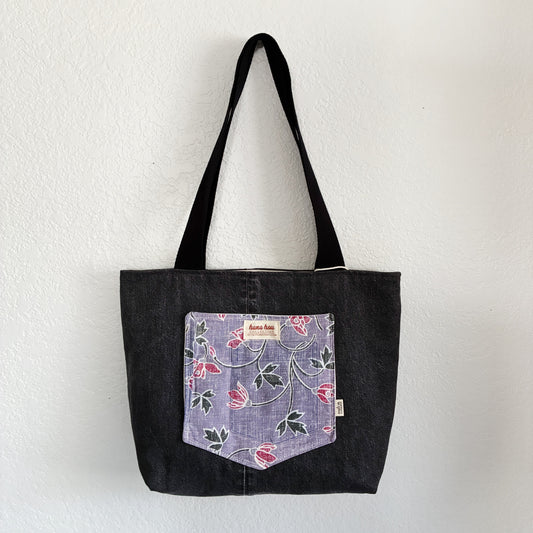 HANA HOU // Denim Pocket Tote 001 // Made in Hawai'i with upcycled fabrics