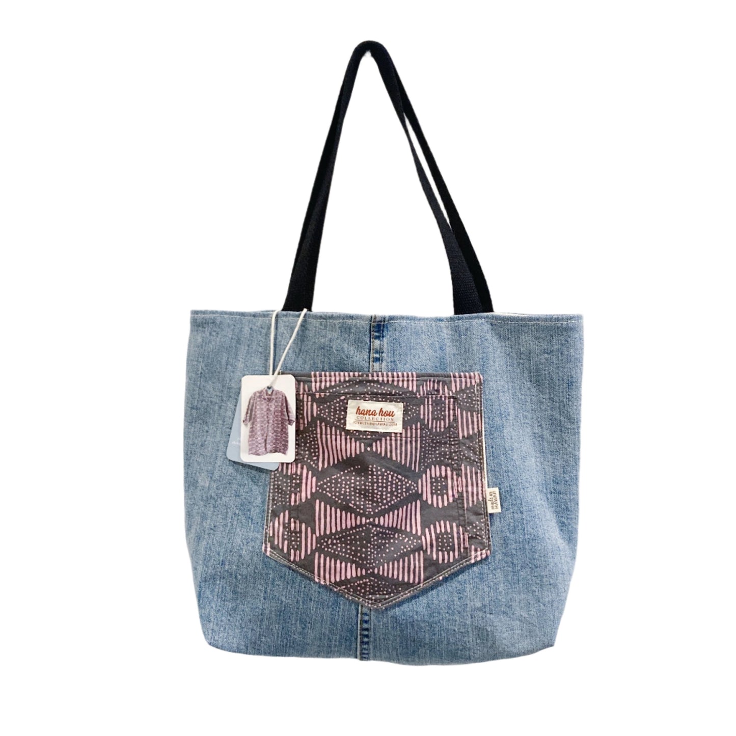 HANA HOU // Denim Pocket Tote 005 // Made in Hawai'i with upcycled fabrics