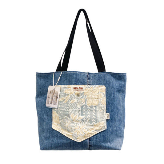 HANA HOU // Denim Pocket Tote 004 // Made in Hawai'i with upcycled fabrics