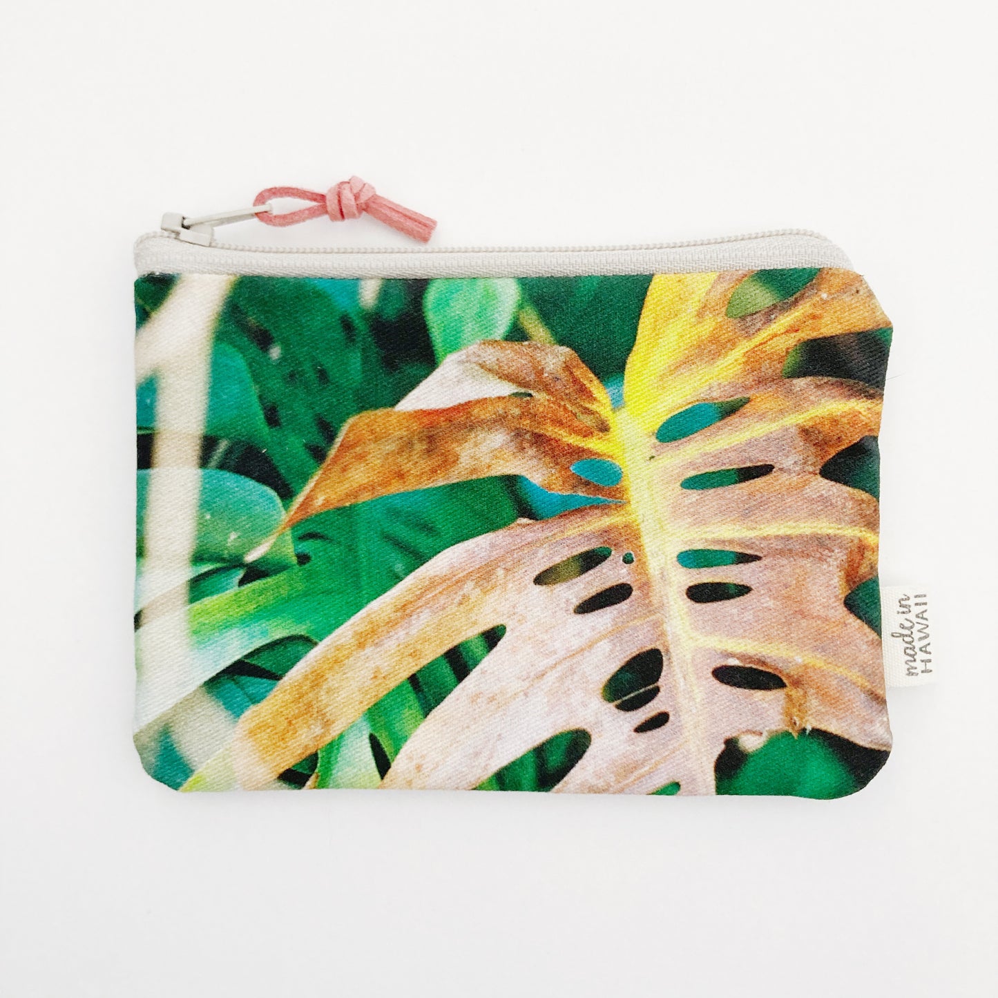 Mahea Pouch // BROWN MONSTERA 1 // Made in Hawaii with Aloha